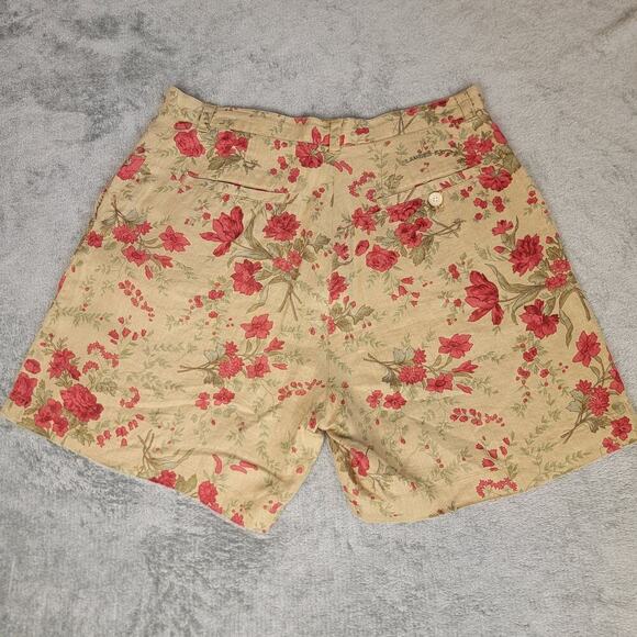 Ralph Lauren Floral Linen Shorts Women’s 10 High Rise Pleated Vintage Boho - Picture 2 of 10
